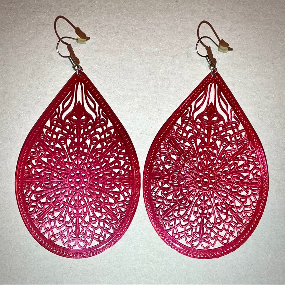 Boho Hot Pink Metal Earrings